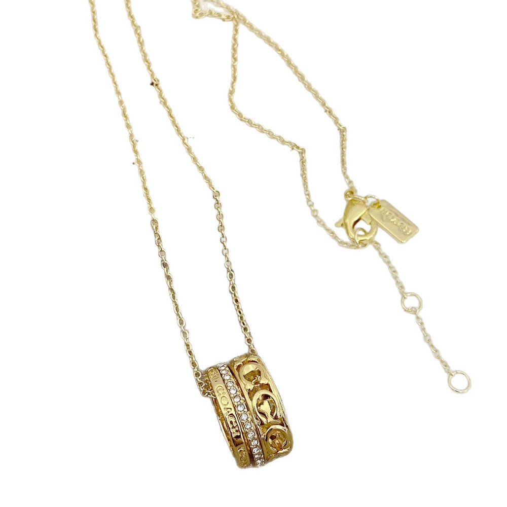 Coach Rhinestone Geometric Round 3 Rings Removable Metal Necklace - Picture 5 of 7